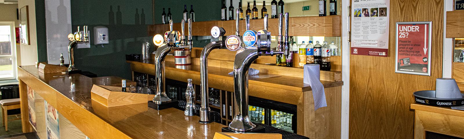 Bar counter inside of the bars at Ffos Las Racecourse.