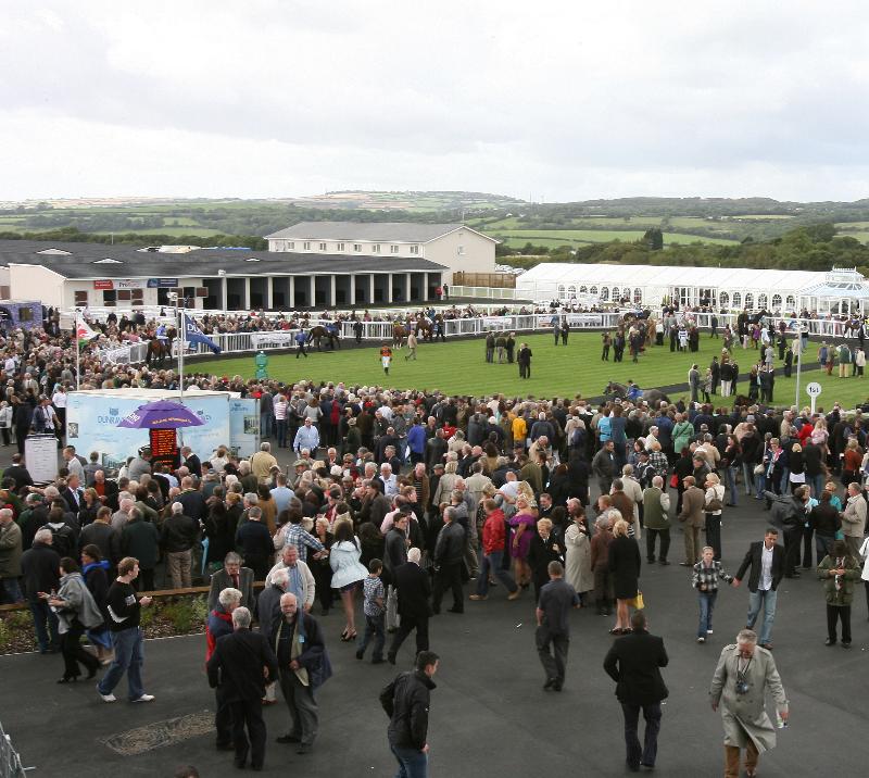 Crowds at Ffos Las Racecourse.