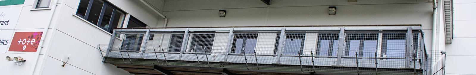 View of the balcony on the grandstand at Ffos Las Racecourse.